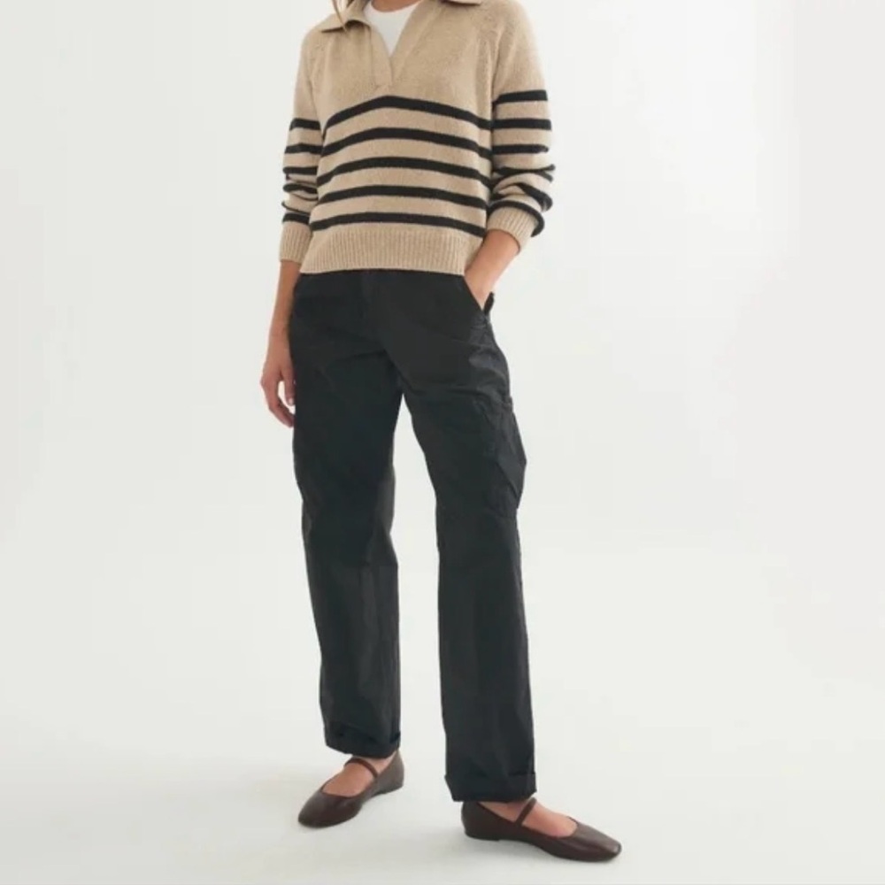Marine Layer Jo Wide Leg Utility Cargo Pant In Black size 8 NWT
